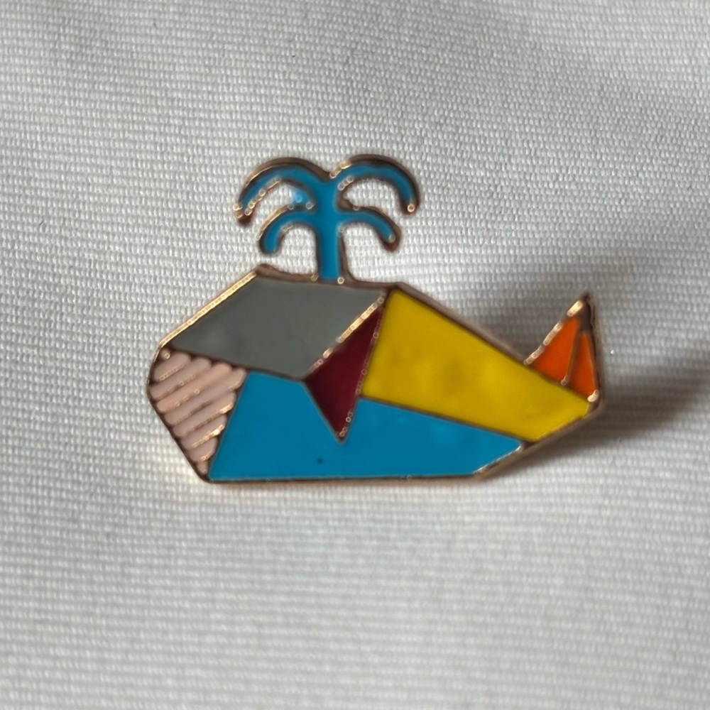 Colorful Geometric Whale Pin